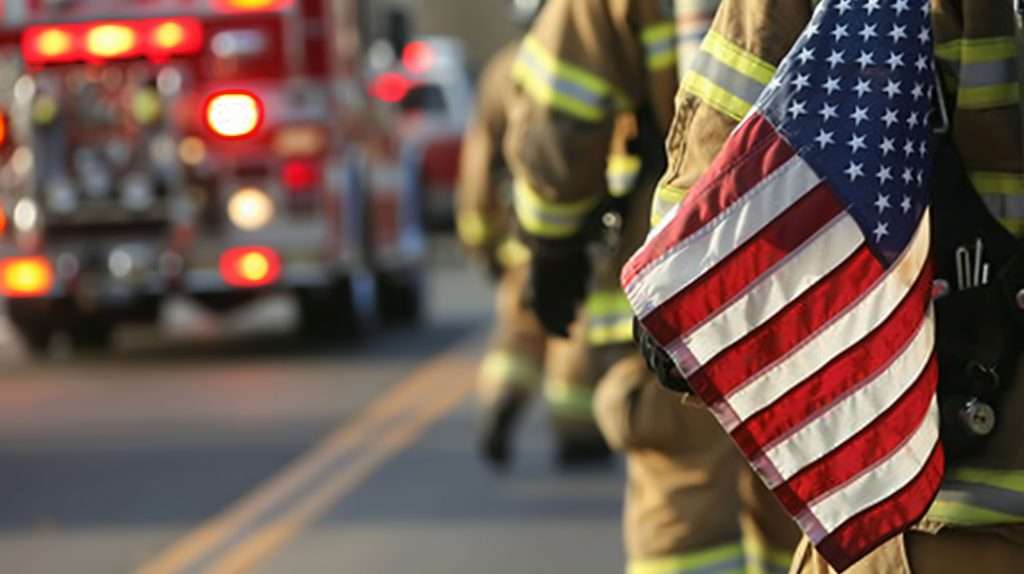 photo of a fire fighter evaluating used fire apparatus for sale.